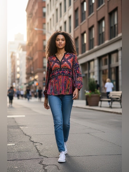 Point Zero Tops - Point Zero Black Multicolor Patterned Jacket